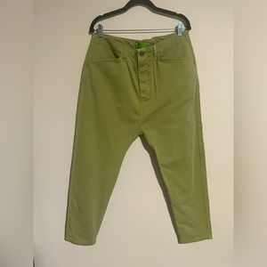 NWT Free People Sr Vs Sandrine Rose Relaxed Cotton Colony Green Khaki Pants
